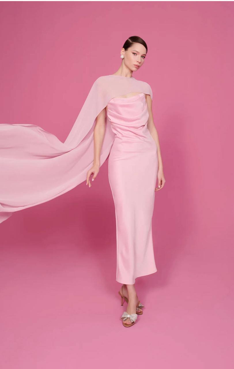 Julia Pelerinli Satin strapless Dress