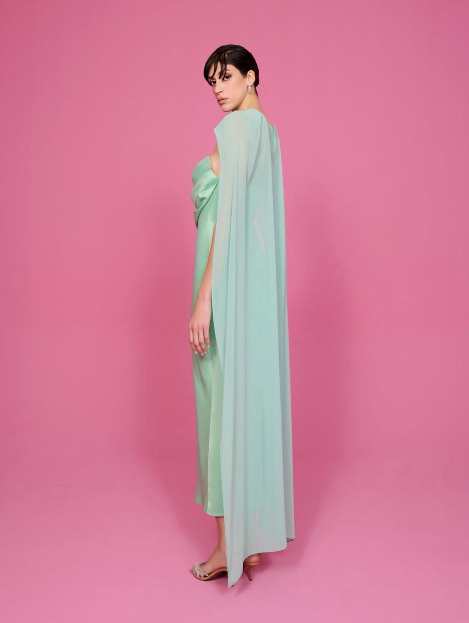 Julia Pelerinli Satin strapless Dress