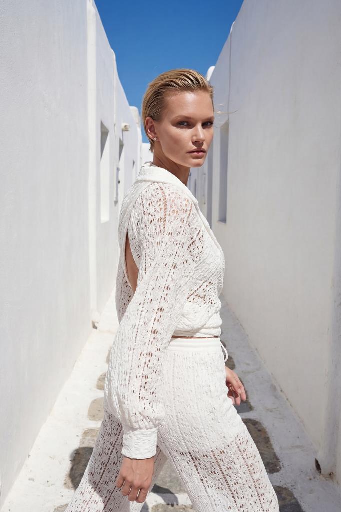 Openwork Tie White Shirt