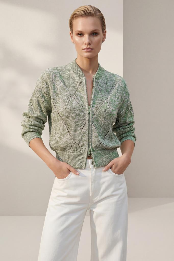 Openwork Bomber Green Jacket