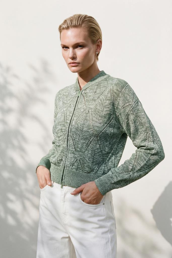 Openwork Bomber Green Jacket