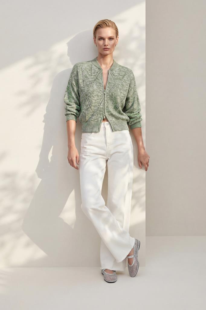 Openwork Bomber Green Jacket