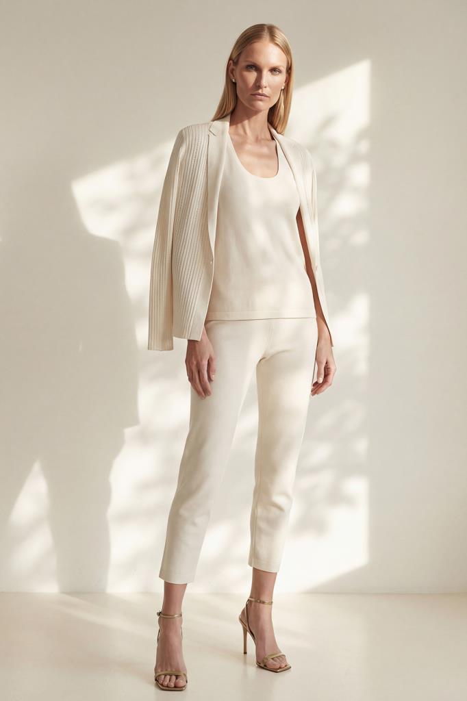 Drawstring-Waist Pocket Ecru Trousers