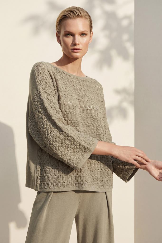 Crew Neck Printed Mink Blouse