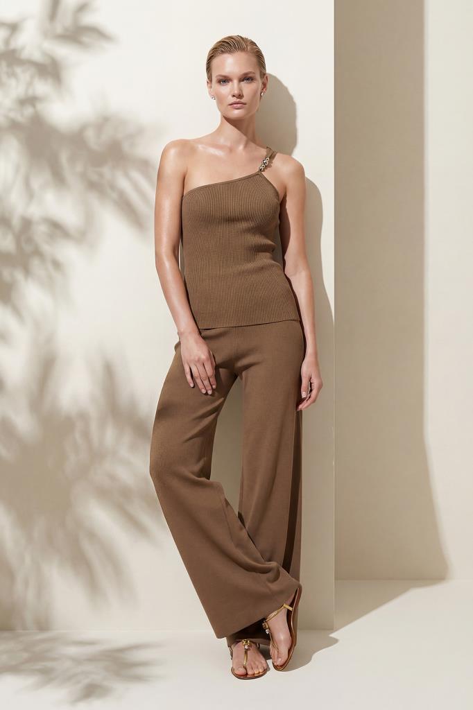 Wide-Leg Brown Trousers