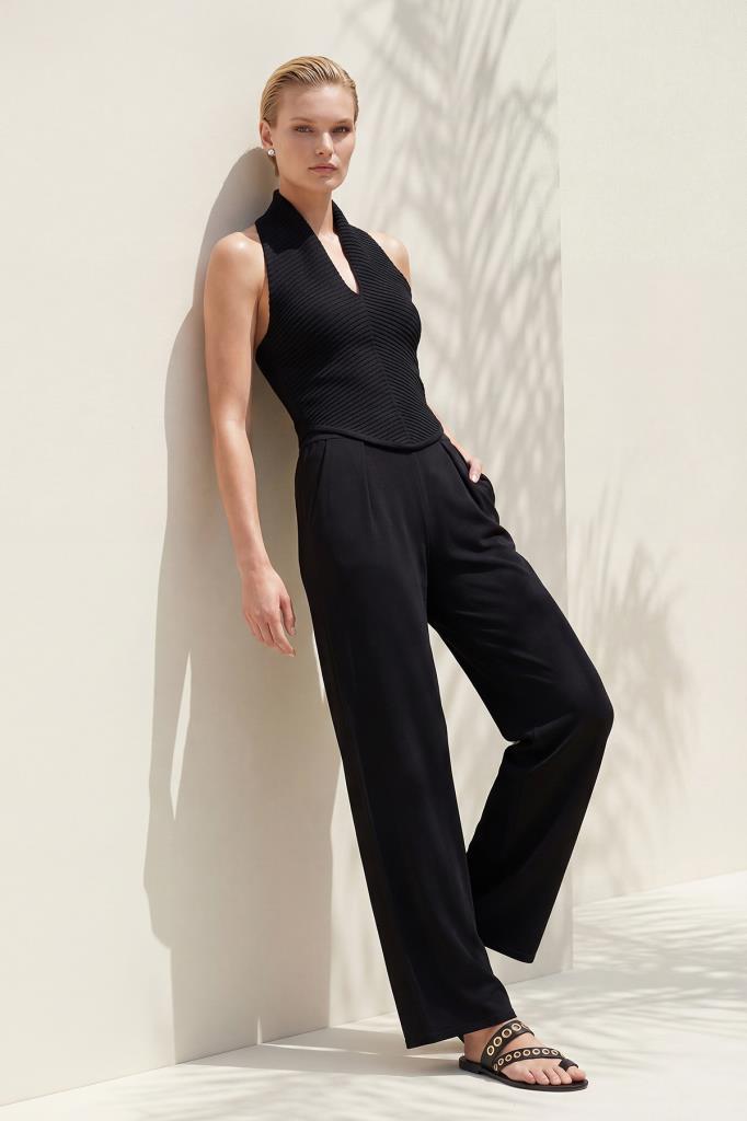 Neck-Tie Black Blouse