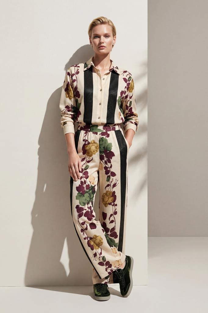 Floral Printed Wide-Leg Multi Trousers