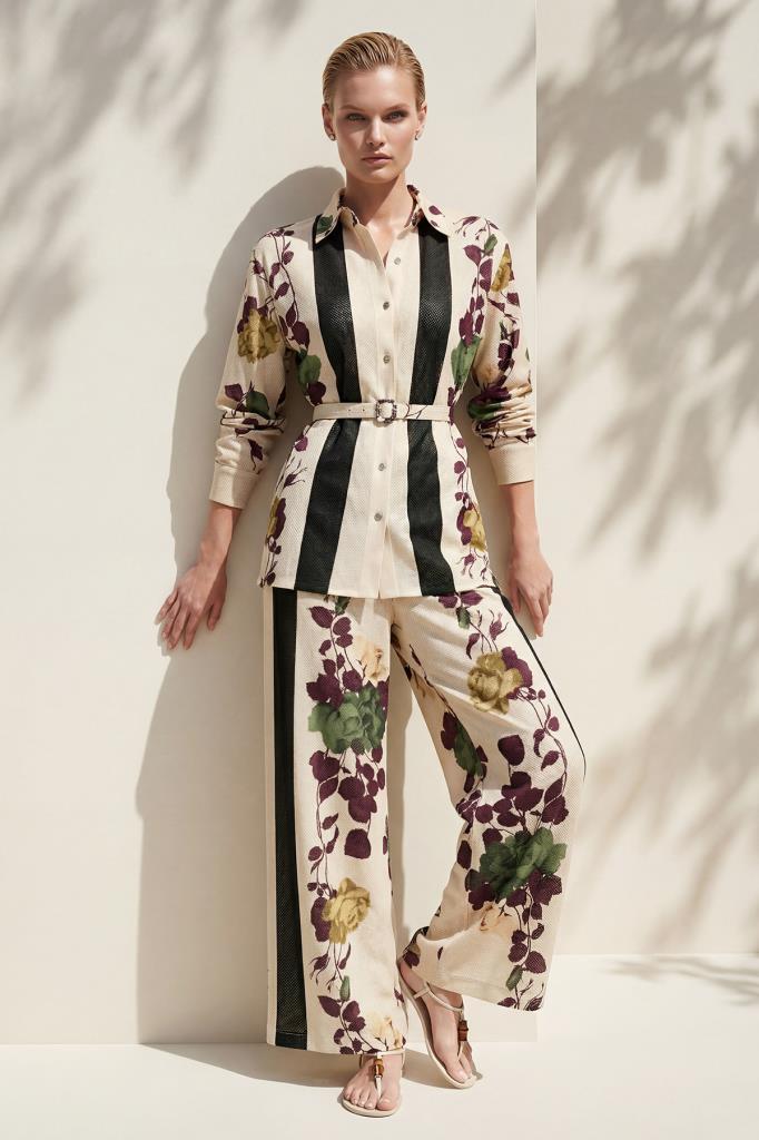 Floral Printed Wide-Leg Multi Trousers
