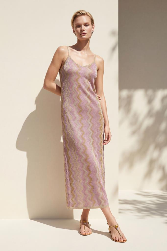 Off-Shoulder Midi Pink Dress
