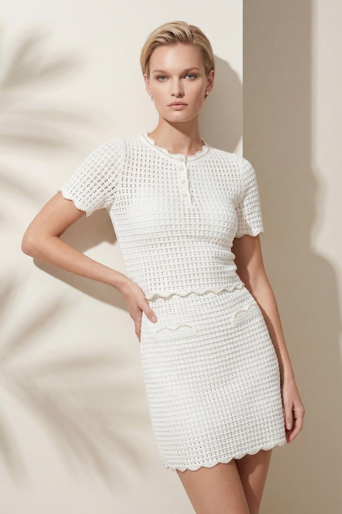 Hand-Crafted Pearl Button White Blouse