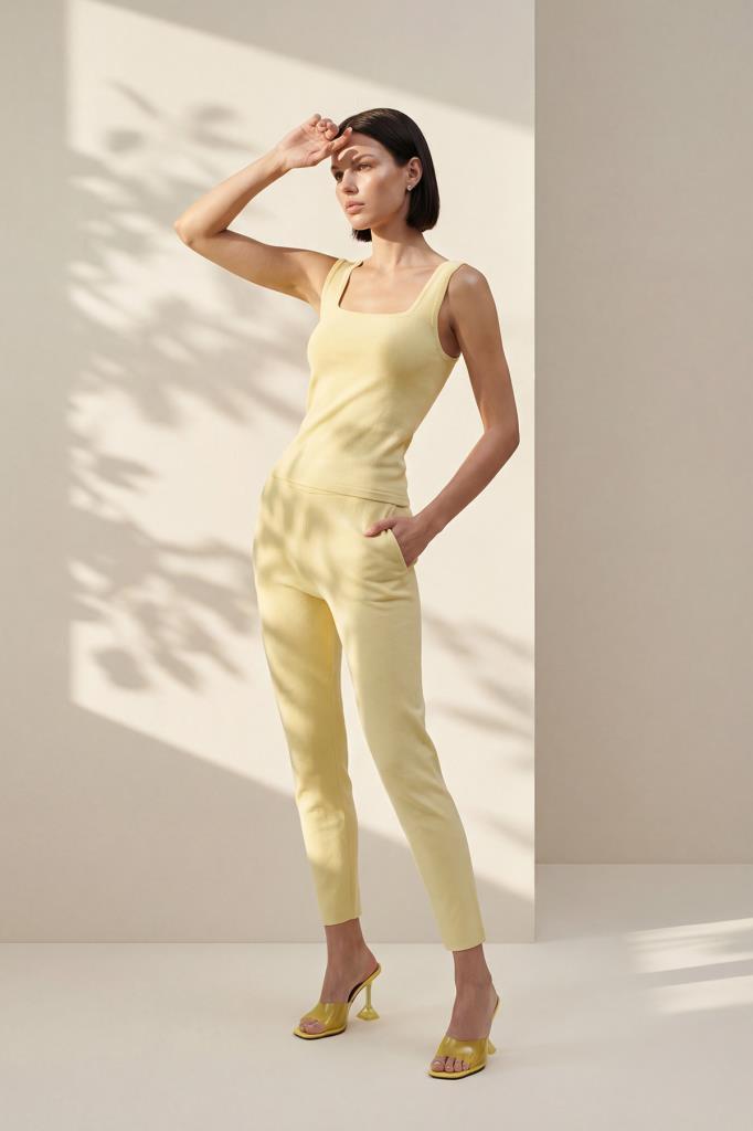 Square Neck Yellow Top