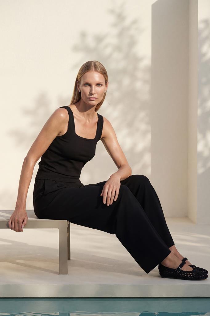 Square Neck Black Top