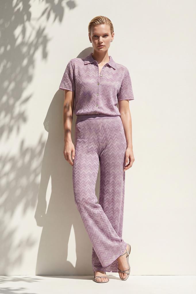 Polo Collar Printed Shimmer Pink Shirt