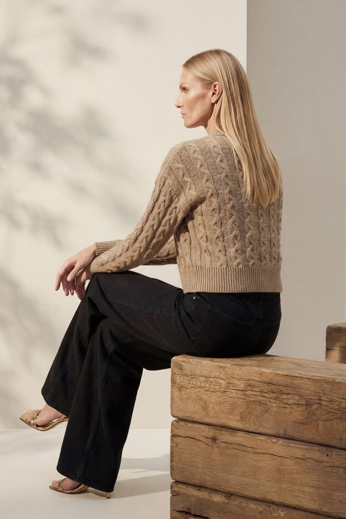 Braided Sequined Beige Cardigan