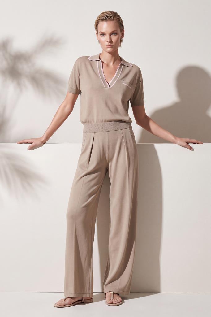 Stripe Decorative-Pocket Stone Blouse