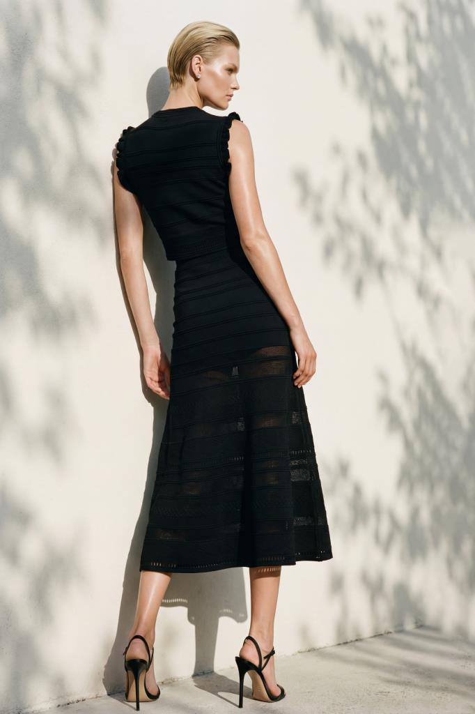 Sheer Openwork Midi Black Skirt
