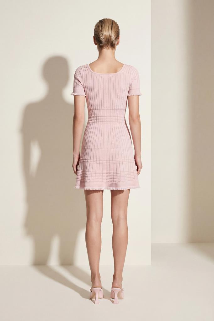 U-Neck Tassel Mini Pink Dress